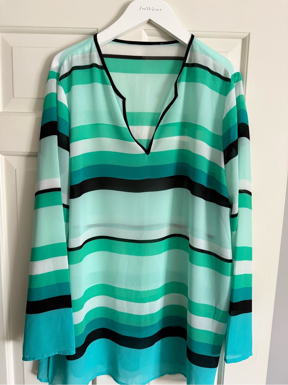 Michael Kors brand Striped Teal & Turquoise Blouse
